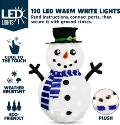 3ft 100 LED Collapsible Snowman Yard Decoration Lighted -Christmas Decoration Shop Collapsible Snowman LED Yard Light 3ft 2 600x630 1