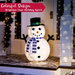 3ft 100 LED Collapsible Snowman Yard Decoration Lighted -Christmas Decoration Shop Collapsible Snowman LED Yard Light 3ft 4 600x600 1