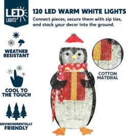 Light Up Penguin Christmas Decoration 3ft -Christmas Decoration Shop Cotton Penguin LED Yard Light 3ft 2 600x649 1