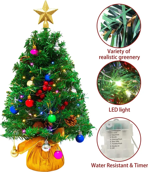 50 Multicolor LED Lights Prelit DIY Mini Christmas Tree 24in 4 50 Multicolor LED Lights Prelit DIY Mini Christmas Tree 24in - Image 2