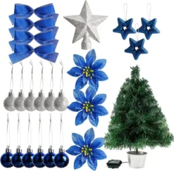DIY Blue Small Tabletop Christmas Tree With LED Lights 24 In -Christmas Decoration Shop DIY Tabletop Mini Christmas Tree Blue 24in 4 result 600x591 1