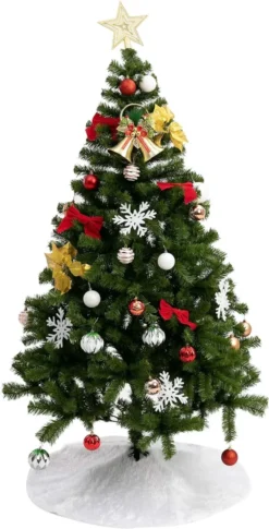 White Fur Christmas Tree Skirt 36in -Christmas Decoration Shop Faux Christmas Tree Skirt Snowy White 36in 4 600x1177 1