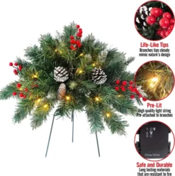 Frosted Christmas Urn Fillers With Pine Cone And Red Berry 18in -Christmas Decoration Shop Frosted Urn Filler with Cones amp Red Berries 4 result 600x602 1