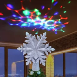 LED Snowflake Christmas Tree Topper -Christmas Decoration Shop Glitter Silver Snowflake Tree Toppers with Rainbow Projector Lights 6 result 600x600 1