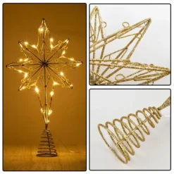 Gold Eight-point Star Tree Topper, Warm White -Christmas Decoration Shop Gold Eight point Star Tree Topper Warm White 4 result 600x600 1