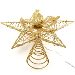 Gold LED Christmas Star Tree Topper -Christmas Decoration Shop Gold Star Flower Tree Topper Warm White 5 result 600x600 1