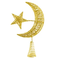 Gold Star & Moon Tree Topper, Warm White