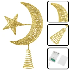 Gold Star & Moon Tree Topper, Warm White -Christmas Decoration Shop Gold Star Moon Tree Topper Warm White 4 result 600x600 1