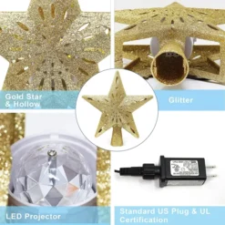 Yellow LED Star Christmas Tree Topper -Christmas Decoration Shop Gold Star Tree Topper with Yellow Star Projector Lights 4 result 600x600 1