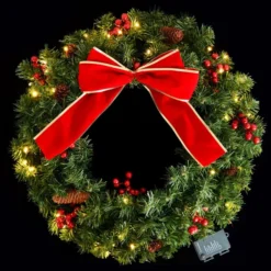 Artificial Christmas Wreath Bows With Red Berries 12in