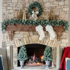 King Of Christmas Tribeca Spruce Blue Collection 4-Piece Set With Warm White LED Lights (Battery Operated) -Christmas Decoration Shop KOC2021Trees 48