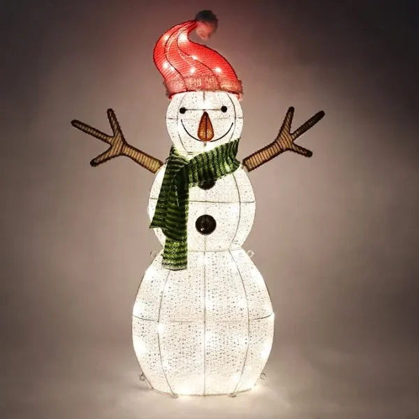 80 LED Cotton Snowman With Christmas Hat 3.5ft 4 80 LED Cotton Snowman With Christmas Hat 3.5ft - Image 2
