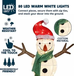 80 LED Cotton Snowman With Christmas Hat 3.5ft 10 80 LED Cotton Snowman With Christmas Hat 3.5ft -Christmas Decoration Shop LED Yard Lights Cotton Snowman with Christmas Hat 3 2 1 600x618 1