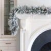 King Of Christmas 6' X 12" Marquis Flock Garland With 70 Warm White LED Lights (Battery Operated) -Christmas Decoration Shop MarquisGarland1