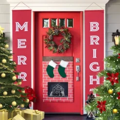 Merry And Bright Christmas Door Banners -Christmas Decoration Shop Merry and Bright Christmas Banner 2 result result 600x600 1