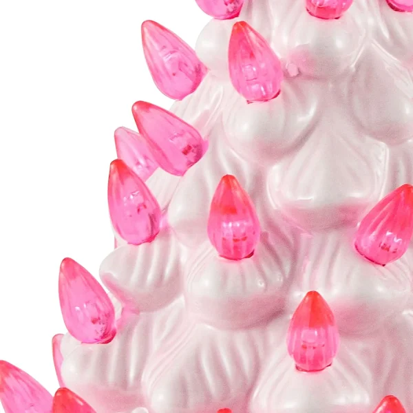 9in Ceramic Pink Tabletop Christmas Tree Prelit 7 9in Ceramic Pink Tabletop Christmas Tree Prelit - Image 5