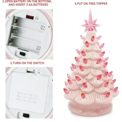 Pink Ceramic Tabletop Christmas Tree 12in 13 Pink Ceramic Tabletop Christmas Tree 12in -Christmas Decoration Shop Pink Ceramic Tabletop Christmas Tree 12in 3