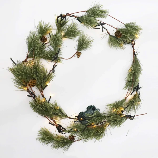 Pre Lit Christmas Smokey Pine Garland 3 Pre Lit Christmas Smokey Pine Garland
