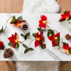 Pre Lit Velvet Silk Poinsettia Garland With Red Berries 6ft 12 Pre Lit Velvet Silk Poinsettia Garland With Red Berries 6ft -Christmas Decoration Shop Pre Lit Velvet Silk Poinsettia Garland with Red Berries 6ft 5 result 600x600 1