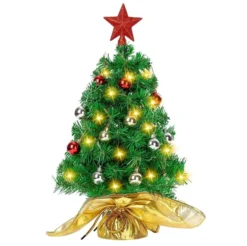 50 LED Pre Lit Tabletop Christmas Tree 23in -Christmas Decoration Shop Prelit Table top Christmas tree with DIY Kits Gold 23in 1 result 600x598 1