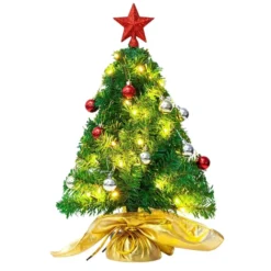 50 LED Pre Lit Tabletop Christmas Tree 23in -Christmas Decoration Shop Prelit Table top Christmas tree with DIY Kits Gold 23in 5 result 600x600 1