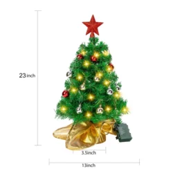 50 LED Pre Lit Tabletop Christmas Tree 23in -Christmas Decoration Shop Prelit Table top Christmas tree with DIY Kits Gold 23in 6 result 600x600 1