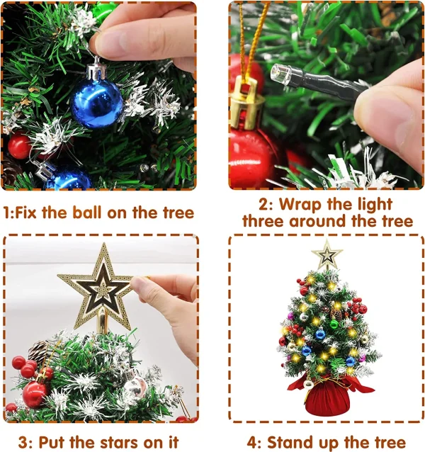 Prelit Snow Flocked Artificial Christmas Tree 21in 6 Prelit Snow Flocked Artificial Christmas Tree 21in - Image 4