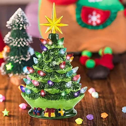 Pre Lit Tabletop Ceramic Christmas Tree 9in 3 Pre Lit Tabletop Ceramic Christmas Tree 9in