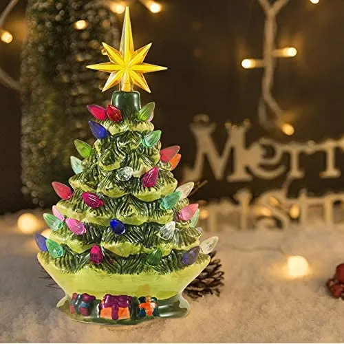 Pre Lit Tabletop Ceramic Christmas Tree 9in 5 Pre Lit Tabletop Ceramic Christmas Tree 9in - Image 3
