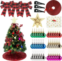 50 LED Pre Lit Artificial Mini Christmas Tree 24in -Christmas Decoration Shop Prelit Tabletop Christmas Tree with Tree Skirt and Decoration Kits 24in 6 result 600x596 1