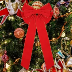 Premium Red Velvet Bows With Gold Wired Edge -Christmas Decoration Shop Premium Red Velvet Bows with Gold Wired Edge 3 result 600x600 1
