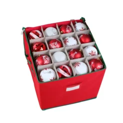 Red Christmas Ornament Storage Box With Adjustable Dividers -Christmas Decoration Shop Red Christmas Ornament Storage Box with Adjustable Dividers 6 1 600x600 1