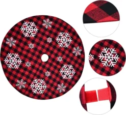 Red And Black Snowflake Buffalo Plaid Tree Skirt 36in -Christmas Decoration Shop Red and Black Buffalo Check Plaid Tree Skirt 48in 3 result 600x549 1