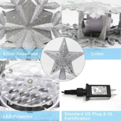 White 3D Snowflake Christmas Tree Topper -Christmas Decoration Shop Silver Snowflake Tree Toppers with White Projector Lights 3 result 600x600 1
