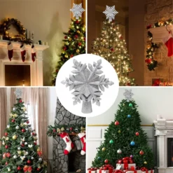 White 3D Snowflake Christmas Tree Topper -Christmas Decoration Shop Silver Snowflake Tree Toppers with White Projector Lights 6 result 600x600 1