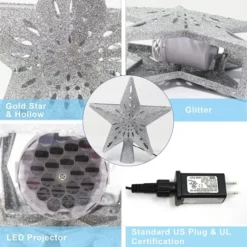 Silver Christmas Tree Star Topper -Christmas Decoration Shop Silver Star Tree Topper with White Snowflake Star Projector Lights 4 result 600x600 1