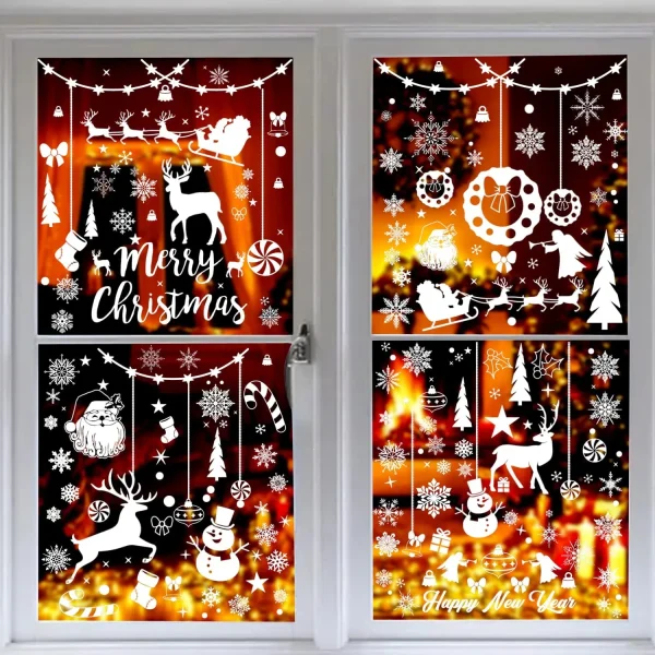 243pcs Christmas Snowflake Window Clings 8 Sheets 3 243pcs Christmas Snowflake Window Clings 8 Sheets