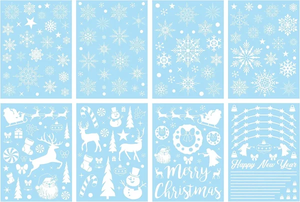 243pcs Christmas Snowflake Window Clings 8 Sheets 7 243pcs Christmas Snowflake Window Clings 8 Sheets - Image 5
