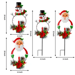 2pcs Snowman And Santa LED Christmas Solar Stake Lights -Christmas Decoration Shop Snowman Santa Yard Stake Light 6 result 600x600 1