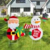 2pcs Snowman And Santa With Circle Belly Metal Yard Signs -Christmas Decoration Shop Snowman and Santa Garden Signs 1 result 600x600 1