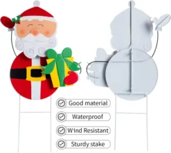 2pcs Snowman And Santa With Circle Belly Metal Yard Signs -Christmas Decoration Shop Snowman and Santa Garden Signs 5 result 600x538 1