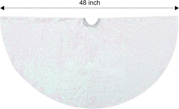 White Sequin Christmas Tree Skirt 48in 7 White Sequin Christmas Tree Skirt 48in - Image 5