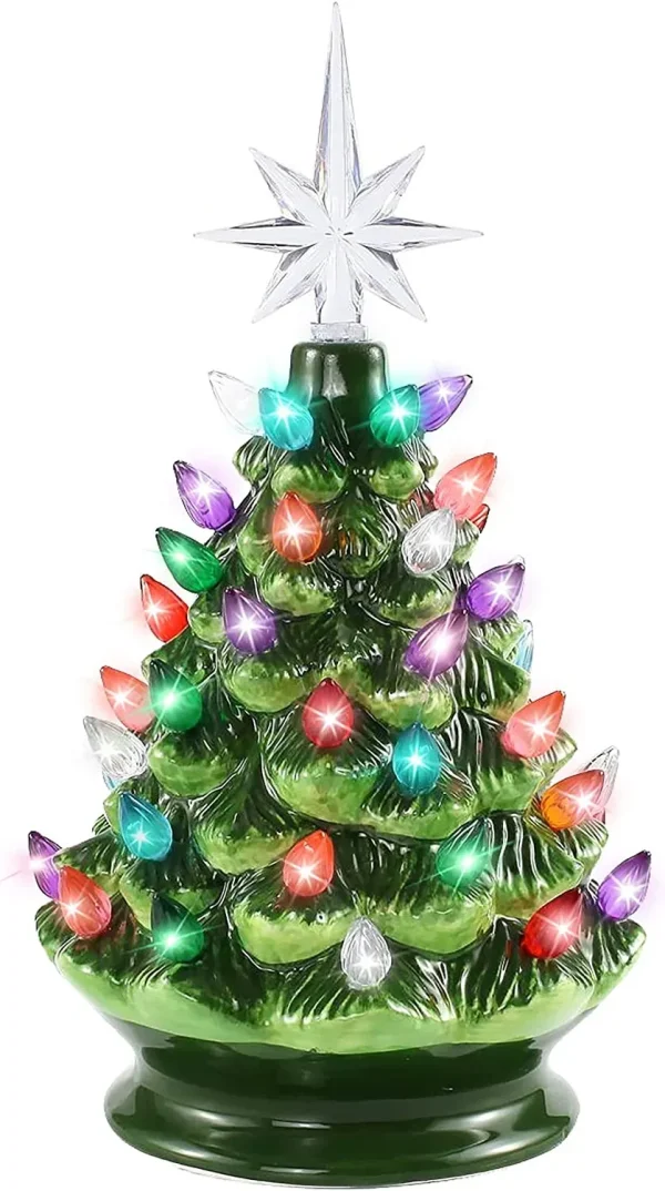 Pre Lit Ceramic Tabletop Christmas Tree 9in 4 Pre Lit Ceramic Tabletop Christmas Tree 9in - Image 2