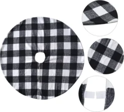 Black And White Buffalo Plaid Christmas Tree Skirt 48in -Christmas Decoration Shop Thick Plaid White Baffalo Christmas Tree Skirt 48in 5 result 600x544 1