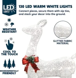 130 LED Warm White Reindeer Yard Decorations -Christmas Decoration Shop Tinsel Doe and Fawn LED Yard Lights 1 600x619 1