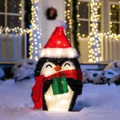 80 LED Tinsel Penguin Christmas Yard Lights 21in -Christmas Decoration Shop Tinsel Penguin LED Yard Light 21in 2 1 600x600 1