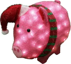 80 LED Tinsel Pig Outdoor Yard Lights 21in -Christmas Decoration Shop Tinsel Pig LED Yard Light 21in 2 600x541 1