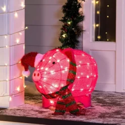 80 LED Tinsel Pig Outdoor Yard Lights 21in -Christmas Decoration Shop Tinsel Pig LED Yard Light 21in 3 600x600 1