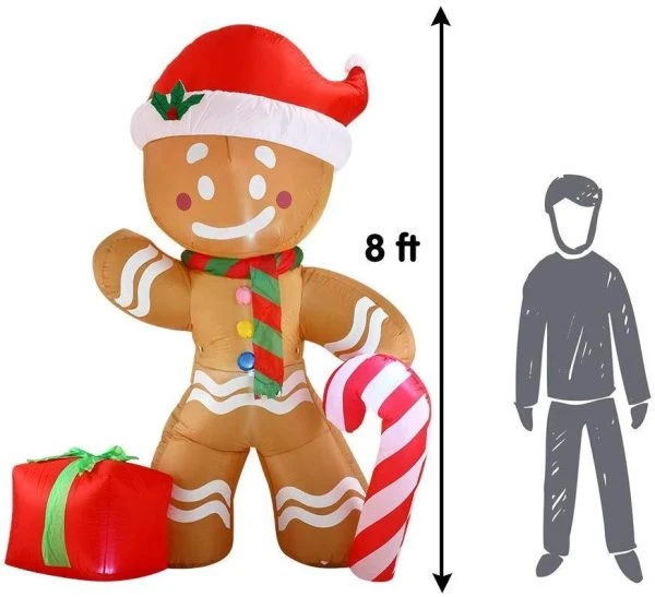 8ft Christmas Inflatable Gingerbread Man Yard Décor 7 8ft Christmas Inflatable Gingerbread Man Yard Décor - Image 5