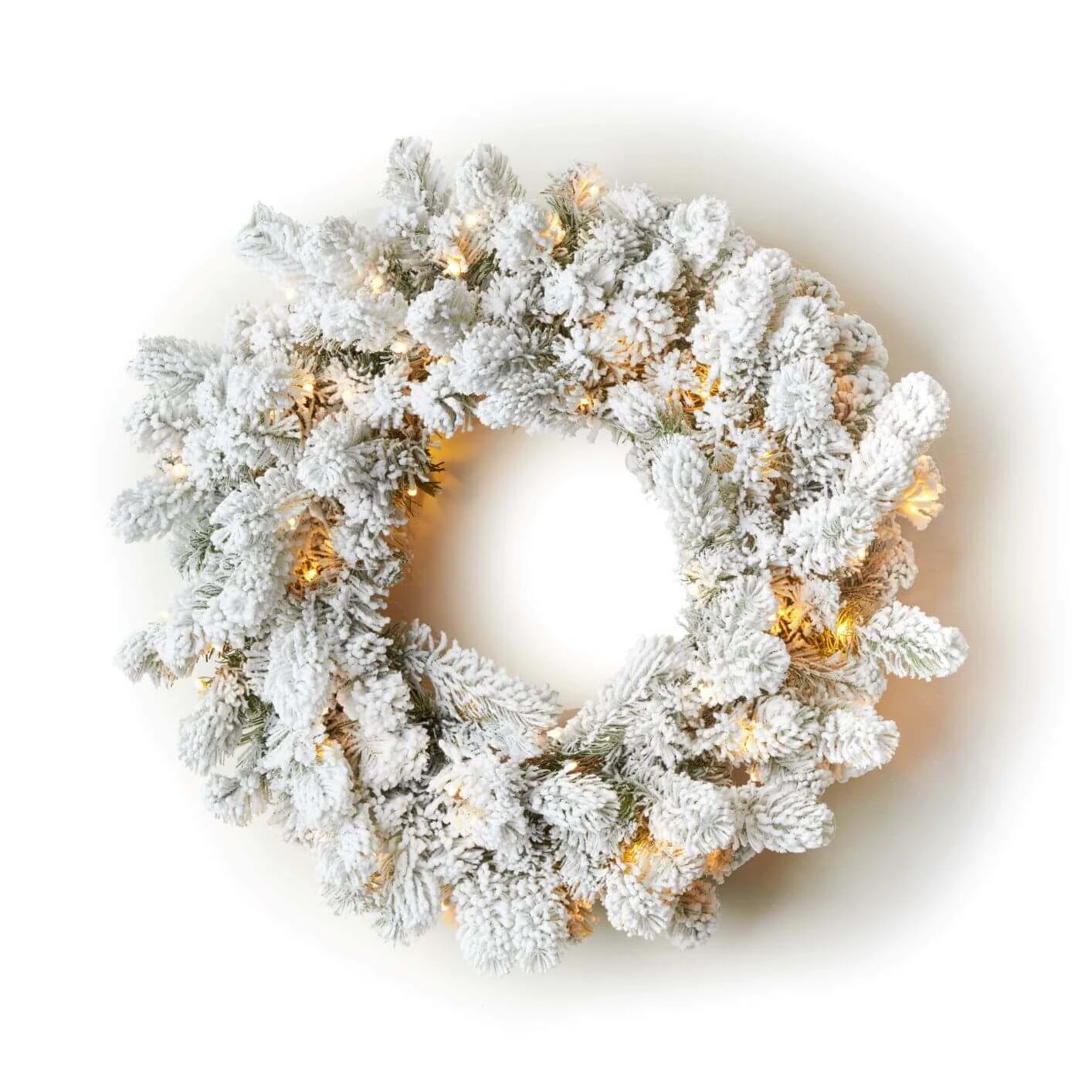 King Of Christmas 24" King Flock® Wreath With Warm White LED Lights (Battery Operated) 4 King Of Christmas 24" King Flock® Wreath With Warm White LED Lights (Battery Operated) - Image 2